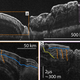 A 2D radar cross section of Mars’ north pole, collected by the Mars Reconnaissance Orbiter. Layers below the blue lines in a and b show stark changes in the accumulation of ice associated with climate change. Image: Southwest Research Institute